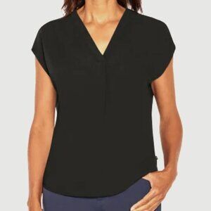 Banana Republic V Neck Cap Sleeve Blouse, Black XL